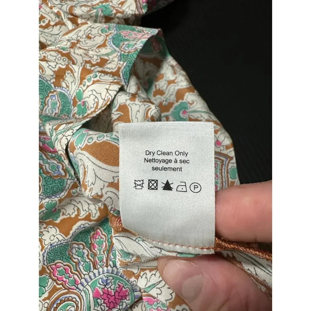 Veronica Beard Henrieta Floral Top Silk Stretch Sz 12 Half Sleeve V Neck Preppy - Picture 9 of 15